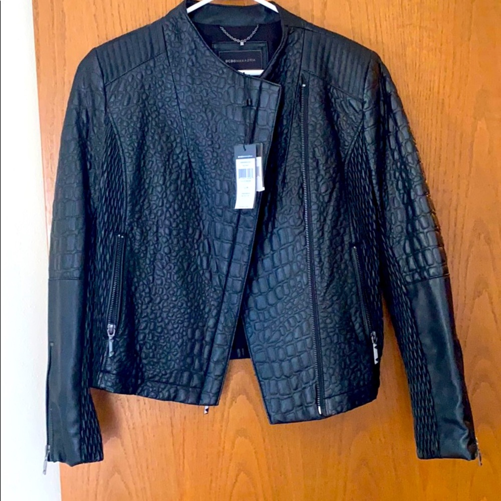 genuine leather jacket with texture and detailing
